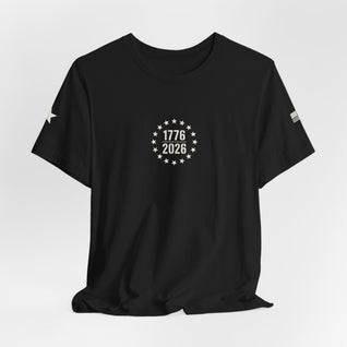 1776-2026 America 250 Flag T-Shirt — Front, Back & Sleeve Print