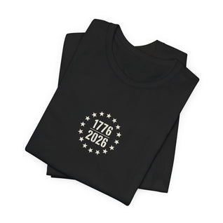 1776-2026 America 250 Flag T-Shirt — Front, Back & Sleeve Print