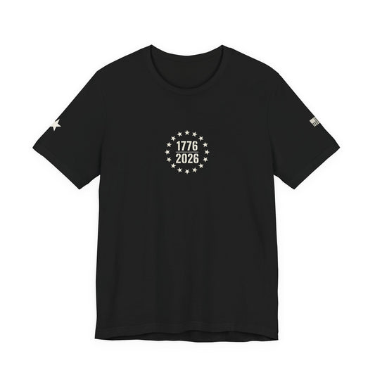 1776-2026 America 250 Flag T-Shirt — Front, Back & Sleeve Print