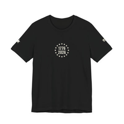 1776-2026 America 250 Flag T-Shirt — Front, Back & Sleeve Print