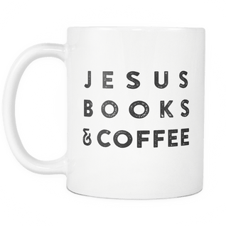 "Jesus Books & Coffee" White Mug