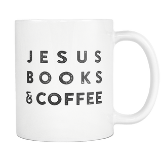 "Jesus Books & Coffee" White Mug